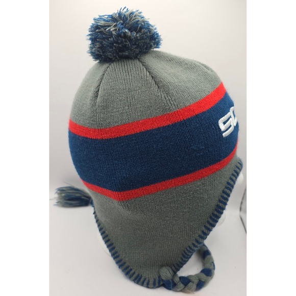 Chicago White Sox Knit Beanie Hat Pom Pom Ear Flaps Tassels MLB Baseball - Picture 5 of 8